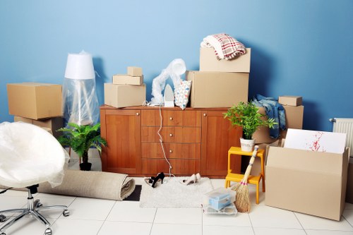 House removals team planning a move in Croydon with boxes and furniture