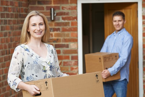 Local Croydon home move with labelled boxes and careful unloading at a new property