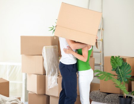 Prepared boxes and furniture ready for flat removals in Croydon